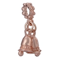 Charm double clochette or rose avec anneau texturé pour bracelets DIY personnalisés - Pendentif Double Cloche Or Rose (025)