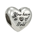Silver heart charm with 'You have a heart of Gold' engraving for DIY bracelets - Heart of Gold Quote (036)