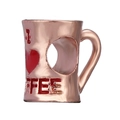 Charm taza de café oro rosa con esmalte rojo I Love Coffee para pulseras DIY - Estilo Taza de Café Oro Rosa (005)