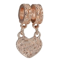 Pendentif cœur or rose gravé Mother et Daughter pour bracelets de perles DIY - Pendentif Cœur Mère Fille Or Rose (026)