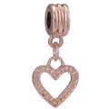 Roségoldener hohler Herzanhänger mit Perlenstruktur für DIY Armband Schmuck - Gepunktetes Texturherz (040)