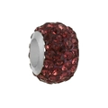 Deep red rhinestone pavé bead with large silver core for DIY bracelet charms - Normal Specification / Red Brown