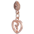 Roségold-Herzanhänger mit Feenflügeln und Perlenstruktur für DIY-Armbänder und Schmuck - Herz Feen-Anhänger (042)