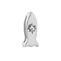 Silver fish charm for 10mm strap with starburst engraving and clear zircon stone - Standard Spec / Fish Shape Style (39)