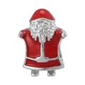 Silver Christmas Santa Claus charm with red enamel finish for DIY jewelry bracelets - 3D Santa Claus (012)