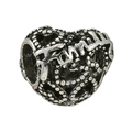 Heart-shaped charm with openwork detailing and Family engraving for DIY bracelets - Family Script Heart Style(042)