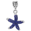 Ciondolo a stella marina con strass blu e fibbia cilindrica con libellula incisa - Ciondolo Stella Marina con Gancio a Libellula (035)