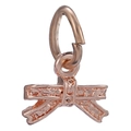 Pendentif nœud en or rose orné de cristaux pavés étincelants et finition polie - Pendentif Nœud Papillon Or Rose (030)
