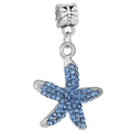 Ciondolo a stella marina in argento con cristalli blu per bracciali fai-da-te - Ciondolo a Forma di Stella Marina con Pavé (036)