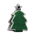 Christmas tree charm bead in silver metal with green enamel finish for DIY bracelets - Green Enamel Xmas Tree (015)