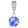 DIY S925 Silber Charm-Anhänger mit einer Kugel aus blauen Edelsteinen für Armbänder - Dunkelblauer Facettierter Kugeliger Edelstein Stil (Z-013)