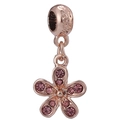 Pendentif fleur à cinq pétales en or rose avec strass rose-violet pour DIY bracelets - Pendentif Fleur Rose Violet Or Rose (032)