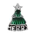 Christmas tree charm with green enamel, star rhinestone and Merry engraving for jewelry DIY - MERRY Christmas Tree (018)