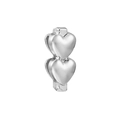 Silver stacked double heart charms for 10mm slide bracelets in polished finish - Standard Spec / Vertical Double Heart Style (43)