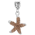Starfish pendant charm with champagne crystals and silver metallic bead attachment - Champagne Rhinestone Starfish Charm (040)