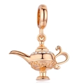Colgante de lámpara mágica en oro rosa con circonitas blancas y relieve decorativo - Estilo Lámpara Mágica Oro Rosa (015)