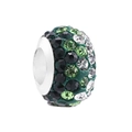 Green crystal pavé large hole charm bead for DIY bracelets and European style jewelry - Pave Crystal Large Hole Bead (22) / Green and White
