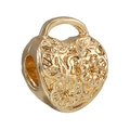 Charm a forma di lucchetto a cuore dorato per bracciali fai-da-te con incisioni floreali - Borsa a Cuore Oro (035)