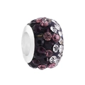 Purple pavé crystal charm bead with a large hole silver metal core for DIY bracelets - Pave Crystal Barrel Bead (23) / Purple And White