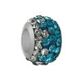 European style large hole bead with sky blue and clear crystals for DIY bracelet charm - Blue and White Pave Large Hole Bead (24) / Blue and White