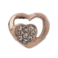 Charm double cœur évidé en or rose avec cristaux sertis pour bracelet et collier - Pendentif Double Cœur Creux Or Rose (037)