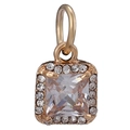 Pendente quadrato halo in oro rosa con cristallo di zirconia trasparente e gancio per collana - Pietra Quadrata Oro Rosa (039)
