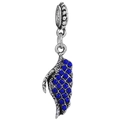 Ciondolo ad ala in argento vintage con cristalli blu scuro per gioielli fai da te - Ciondolo Ala in Pavé Blu (043)