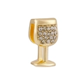 Breloque verre à vin doré pour bracelet 10mm ornée de cristaux scintillants - Forme de Verre à Vin à Pied