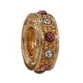 Abalorio dorado de lujo con cristales rosas para pulseras DIY y joyería artesana - Estilo Anillo de Strass Dorado (023)