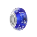 Blue Murano style glass charm with S925 silver core for DIY jewelry bracelets - Starry Deep Blue Lampwork Glass Bead (27) / Dark Blue
