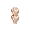 Polished rose gold double heart charm spacer for 10mm DIY mesh bracelet keeper - Vertical Double Heart Spacer (44)
