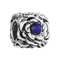 Charm fiore d'argento vintage con gemma blu per set di gioielli con perline DIY - Perlina in Strass Blu Rosa Vintage (045)