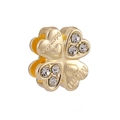Pendentif trèfle doré pour bracelets 10mm avec gravure Mum et Daughter et des cristaux - Trèfle à Quatre Feuilles avec Texte