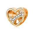 Charm de corazón oro rosa con hueso de circonitas para pulseras DIY - Estilo Corazón Hueso Oro Rosa (025)