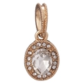 Ciondolo ovale in oro rosa con pietra centrale trasparente e montatura halo per DIY - Pietra Ovale Oro Rosa (042)