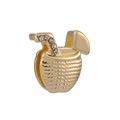 Pendentif noix de coco doré avec cristaux blancs pour bracelets en acier de 10 mm - Forme de Boisson à la Noix de Coco