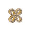 Pendentif trèfle doré pour bracelet 10mm serti de cristaux brillants en micro-pavé - Forme Florale de Trèfle à Quatre Feuilles