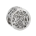 Abalorio de plata con diseño de árbol de corazones calados y circonitas blancas - Estilo Redondo Árbol Corazón (028)