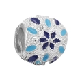 Pendentif roue de secours en émail bleu avec motif floral pour bijoux DIY - Perle Grand Trou Fleur Émail Bleu Jaune (15)