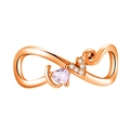 Colgante infinito de oro rosa con una gema rosa en forma de corazón y circonitas - Estilo Corazón Infinito (030)