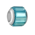 DIY charm bead for bracelets featuring turquoise rectangle crystals and silver metal core - Normal Specification / Rectangular Faceted Bead / Lake Blue