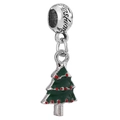 Christmas tree bead with green enamel and red accents for DIY charm bracelets - Fashion Christmas Tree (032)