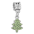 Silver Christmas tree charm with green crystals and bow clasp for DIY bracelets - Bowknot Christmas Tree (035)