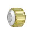 DIY silver charm bead with light yellow faceted crystals for beaded bracelets - Normal Specification / Rectangular Faceted Light Yellow Style / Light Yellow