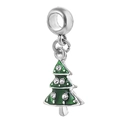 Christmas tree charm with green enamel and sparkling crystals for DIY bracelets - Rhinestone Decor Tree (037)