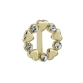 Passant 10mm en acier doré avec cœurs et cristaux blancs pour bracelets DIY - Forme Enveloppée de Strass en Cœur