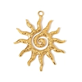 Minimalistischer sonnenförmiger 18K vergoldeter Anhänger mit gehämmerter Textur und Spirale - Gold