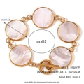 Pulsera de acero inoxidable bañada en oro de 18K con nácar blanco y cierre de barra en T - Estilo de Dijes Redondos Dorados (YLB0423)