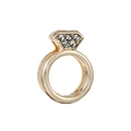 Charm 10mm en acier inoxydable doré avec silhouette diamant et cinq cristaux - Forme de Contour de Diamant