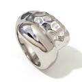 Zilveren brede roestvrijstalen ring met half gehamerde en half gepolijste texturen - Gehamerde Slangenstijl (Zilver)